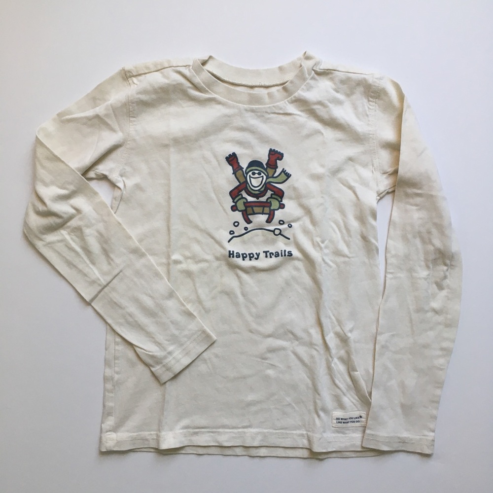 Life Is Good boys graphic sledding long sleeve t-shirt, size S (5-6)